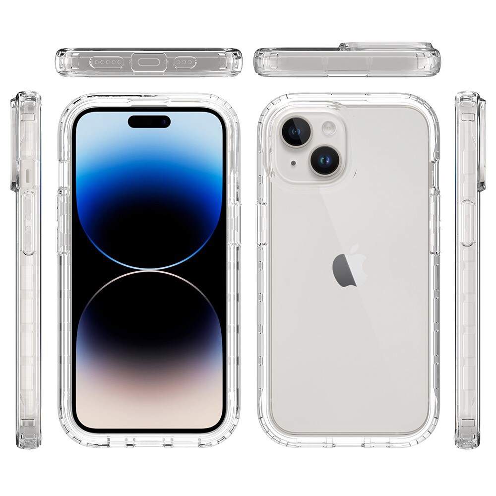 iPhone 15 Stöttåligt mobilskal med skyddsram, Genomskinlig