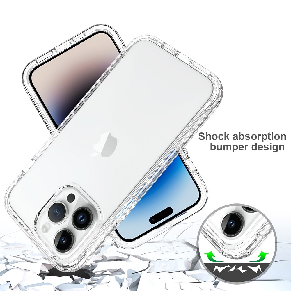 iPhone 15 Pro Max Stöttåligt mobilskal med skyddsram, Genomskinlig
