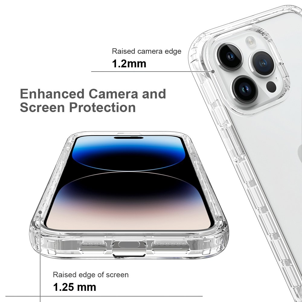 iPhone 15 Pro Max Stöttåligt mobilskal med skyddsram, Genomskinlig