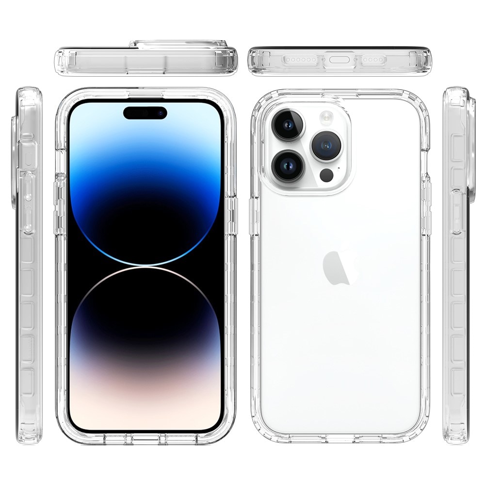 iPhone 15 Pro Max Stöttåligt mobilskal med skyddsram, Genomskinlig