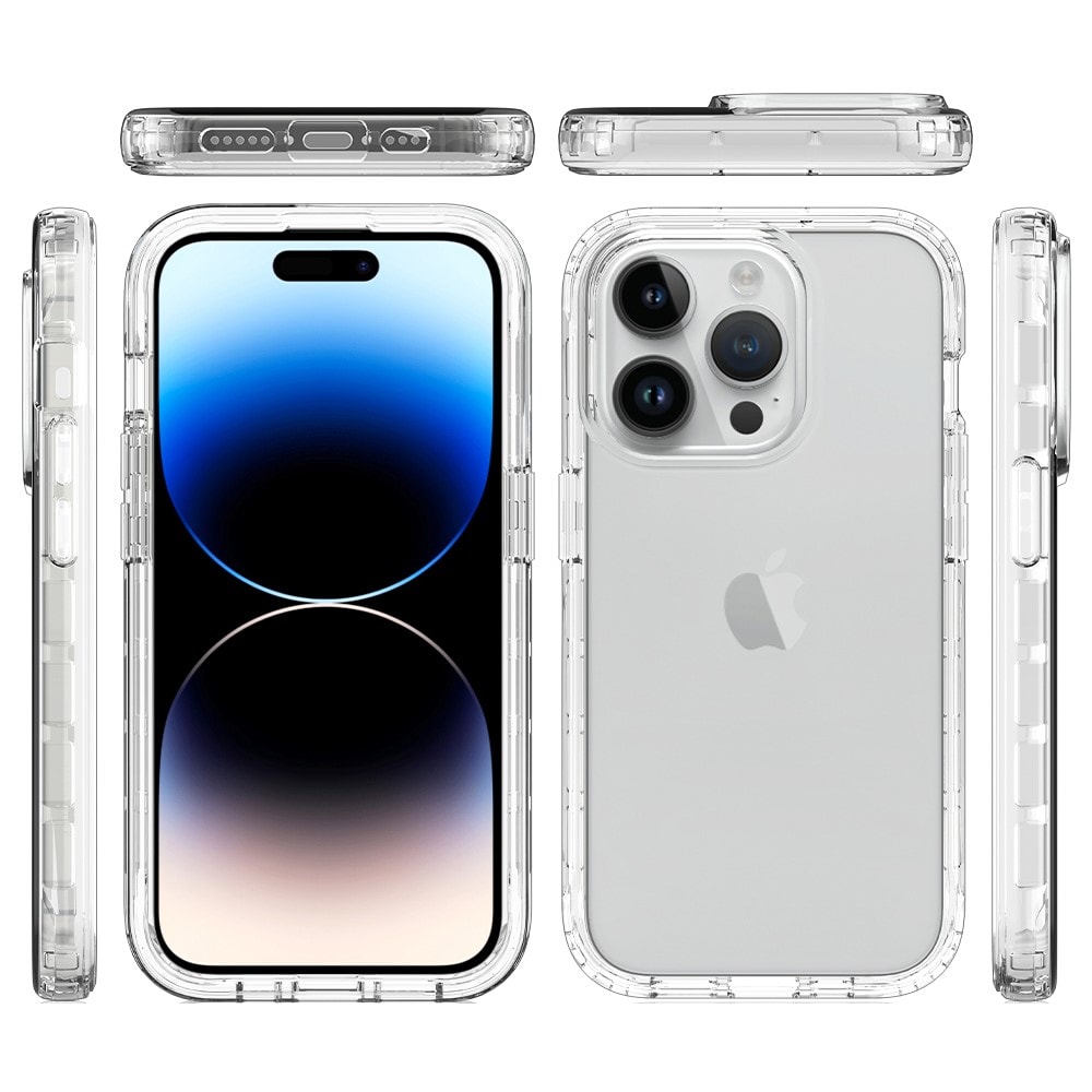 iPhone 15 Pro Stöttåligt mobilskal med skyddsram, Genomskinlig