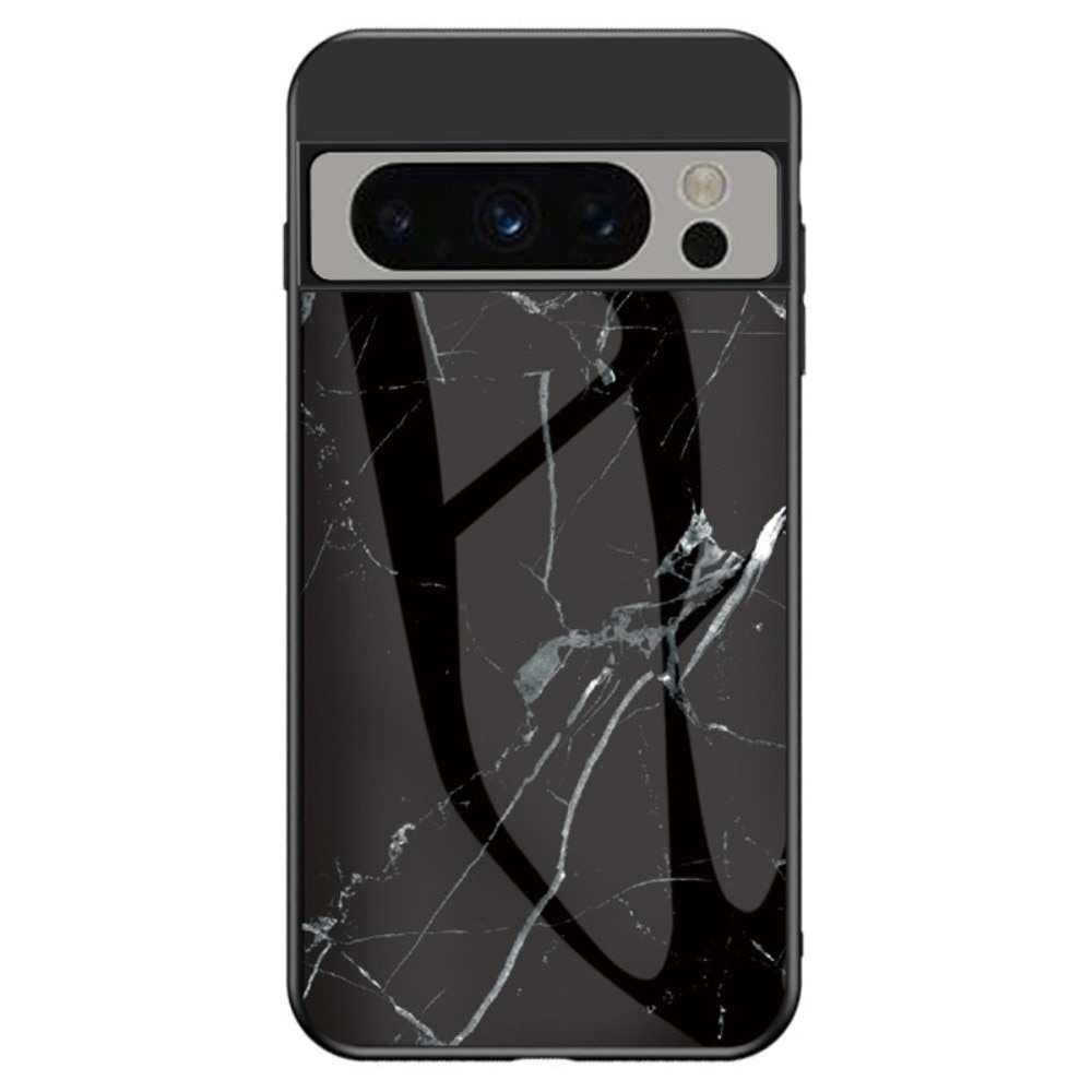Google Pixel 8 Pro Mobilskal med baksida av glas, svart marmor