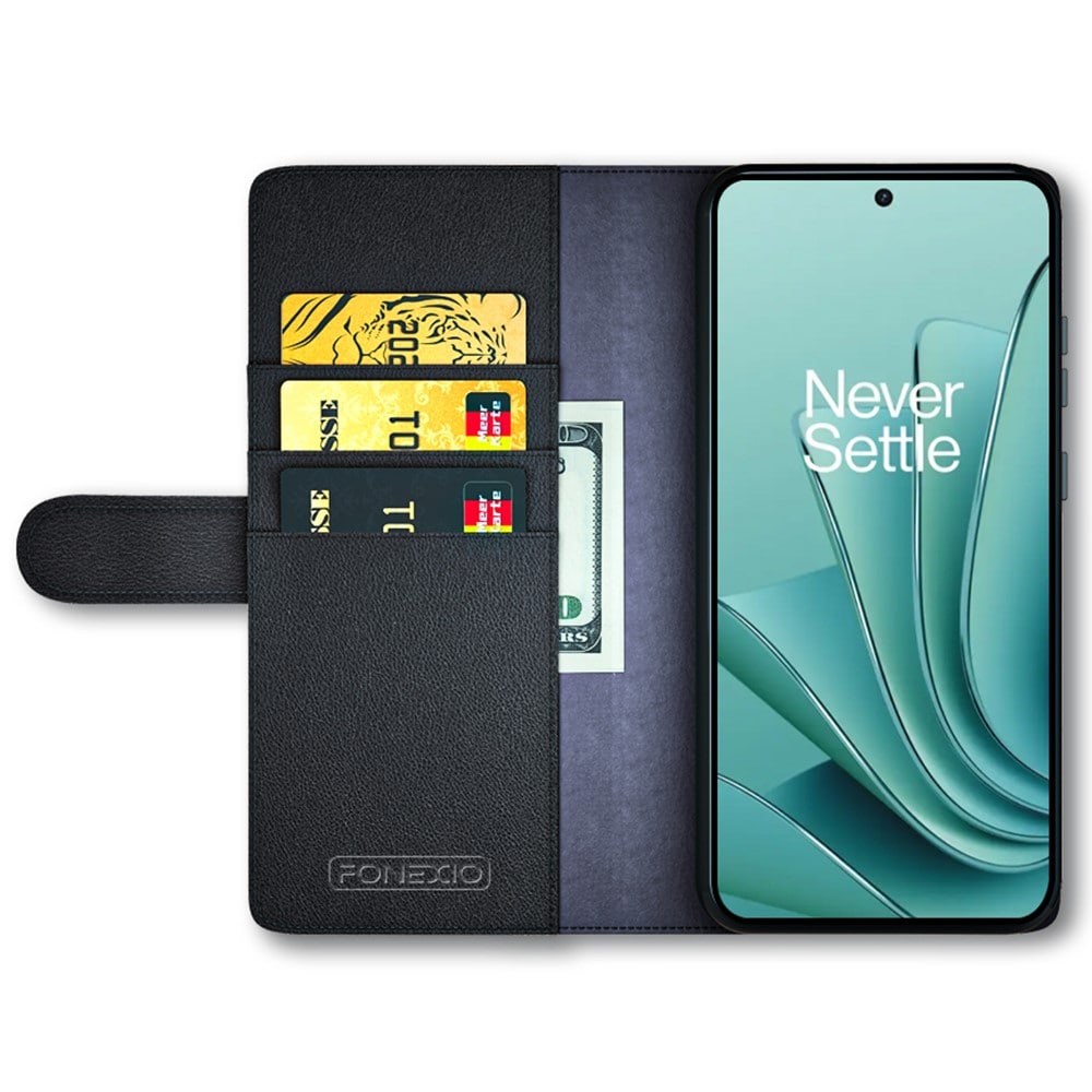  OnePlus Nord 3 Plånboksfodral i Äkta Läder, Svart