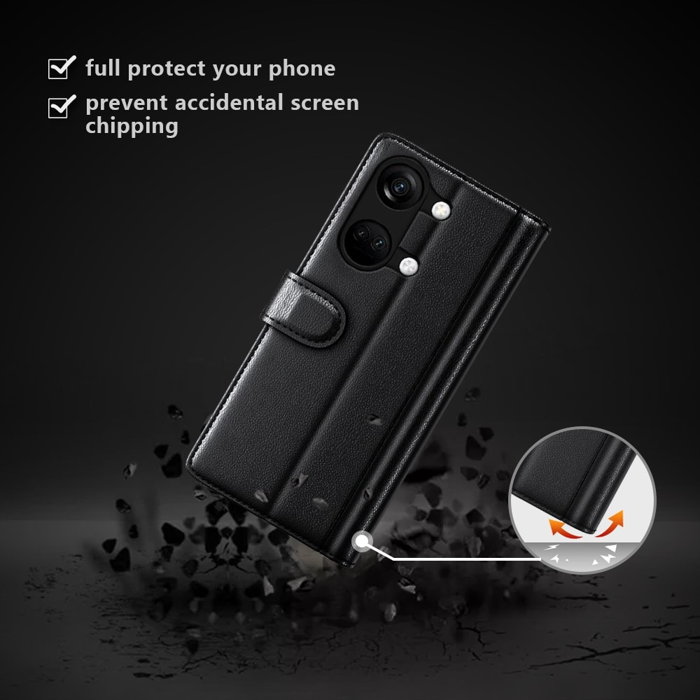 OnePlus Nord 3 Plånboksfodral i Äkta Läder, svart
