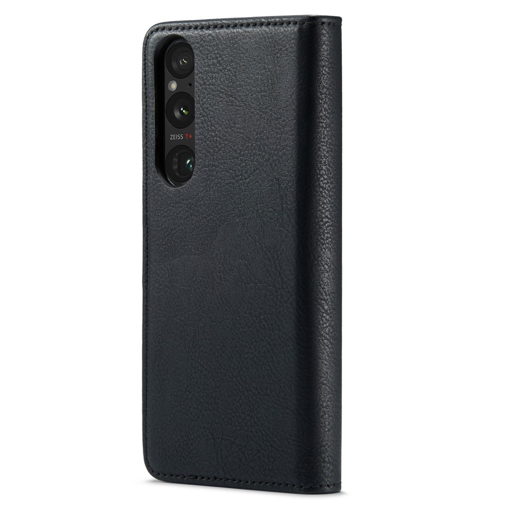 Sony Xperia 1 V Plånboksfodral med avtagbart skal, svart