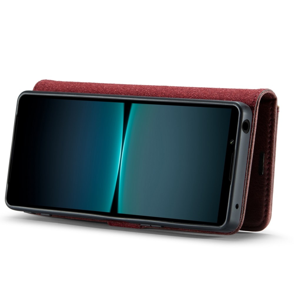 Sony Xperia 1 V Plånboksfodral med avtagbart skal, röd