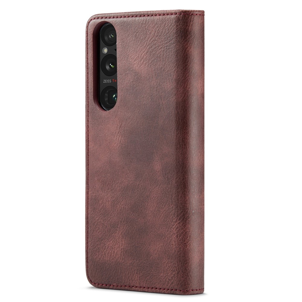 Sony Xperia 1 V Plånboksfodral med avtagbart skal, Röd