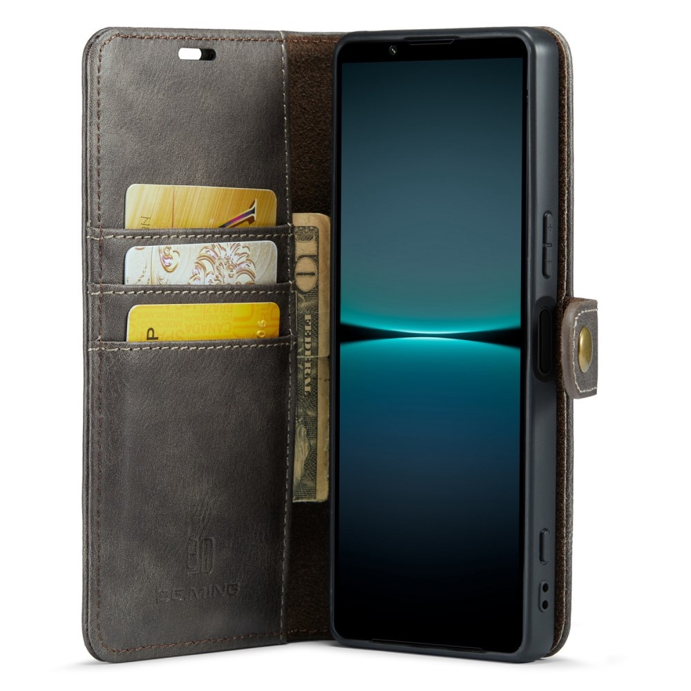 Sony Xperia 5 V Plånboksfodral med avtagbart skal, brun
