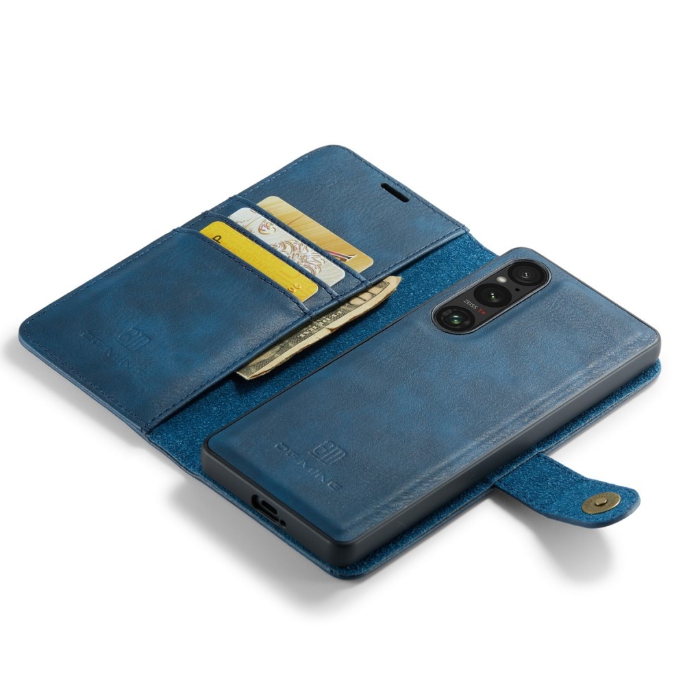 Sony Xperia 1 V Plånboksfodral med avtagbart skal, Blue