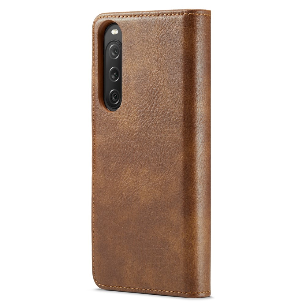Sony Xperia 10 V Plånboksfodral med avtagbart skal, Cognac