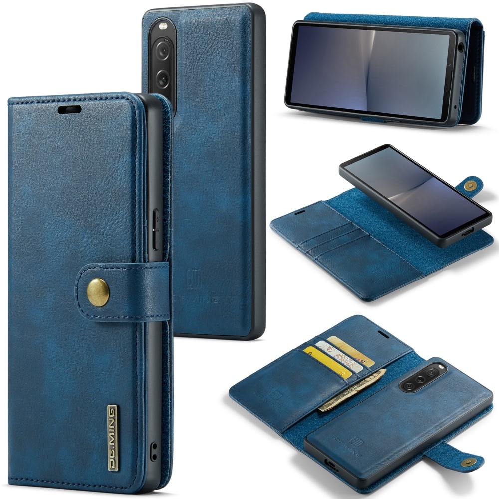 Sony Xperia 10 V Plånboksfodral med avtagbart skal, blå