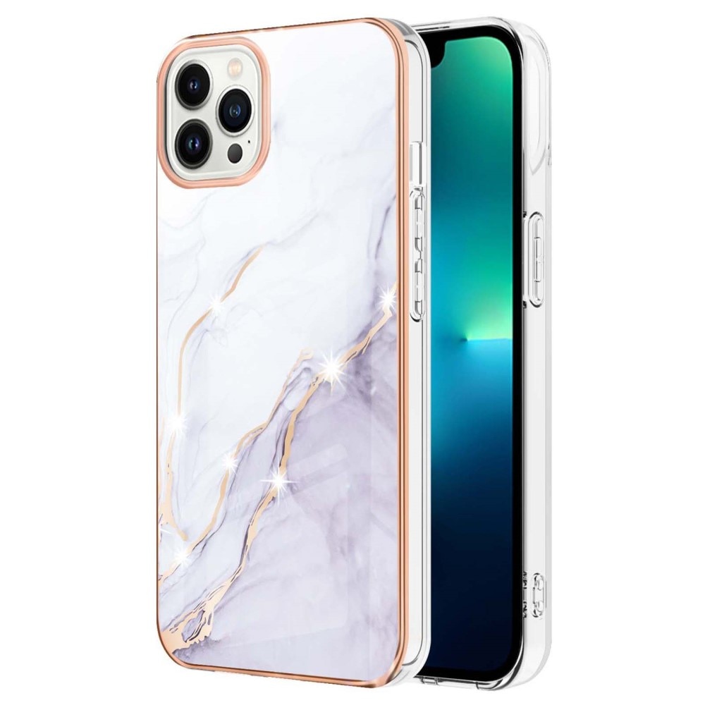 iPhone 15 Pro Mobilskal i TPU, vit marmor