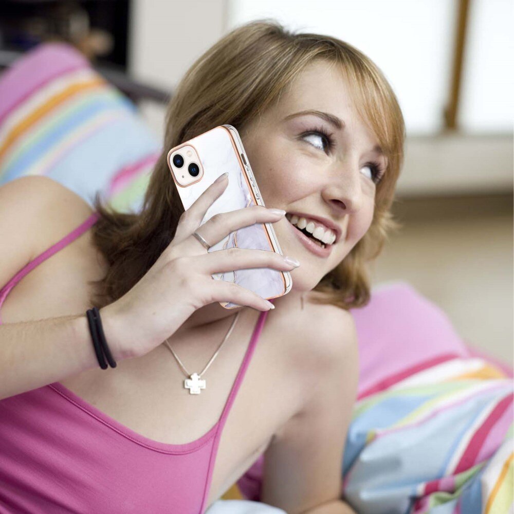 iPhone 15 Plus Mobilskal i TPU, vit marmor
