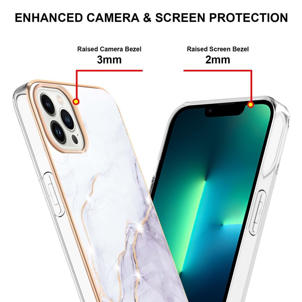 iPhone 15 Pro Max Mobilskal i TPU, vit marmor