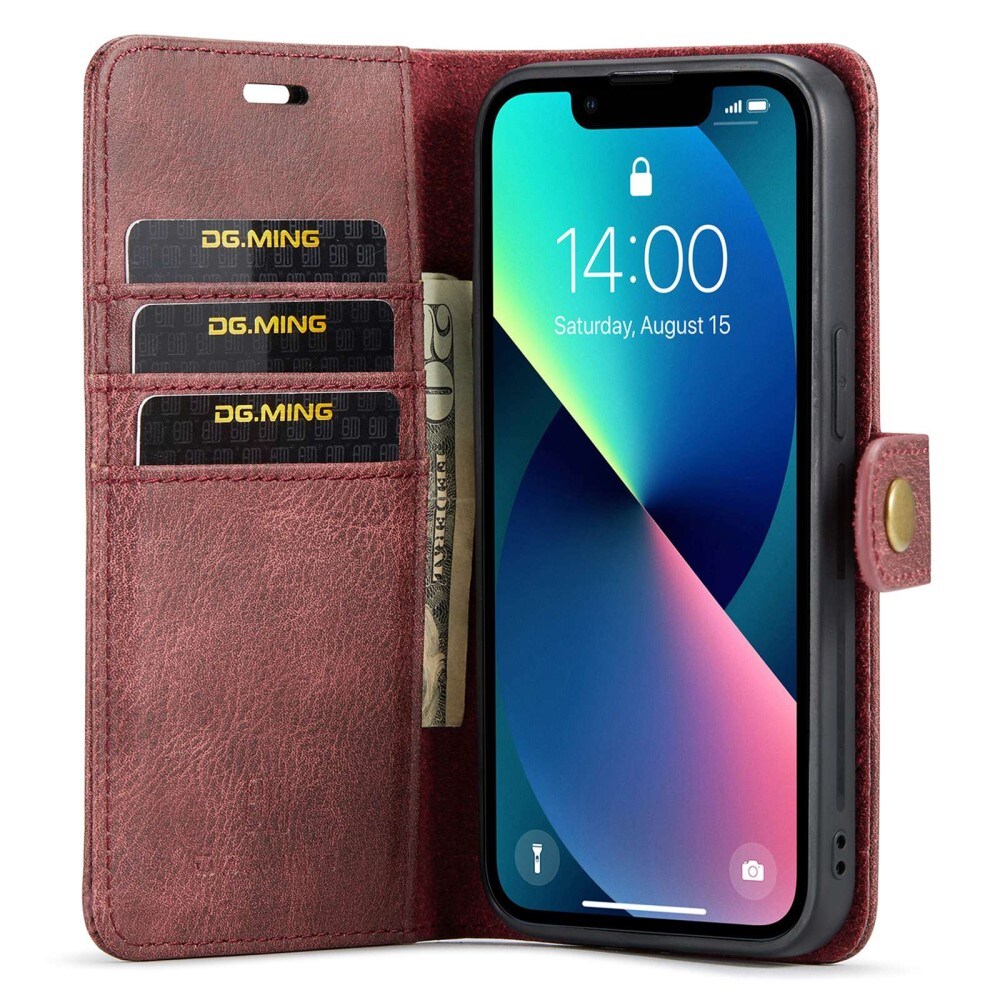 iPhone 15 Plus Plånboksfodral med avtagbart skal, Röd