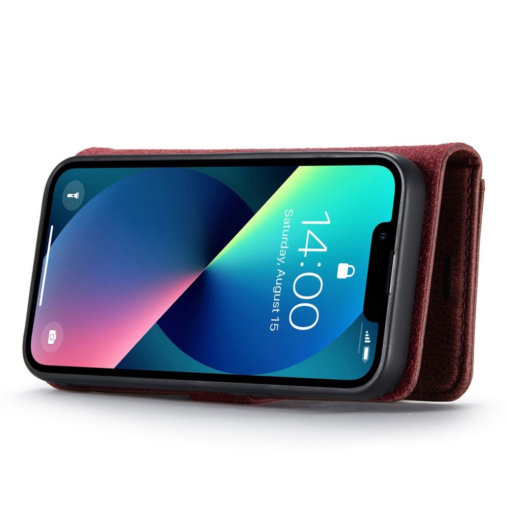 iPhone 15 Plus Plånboksfodral med avtagbart skal, Röd