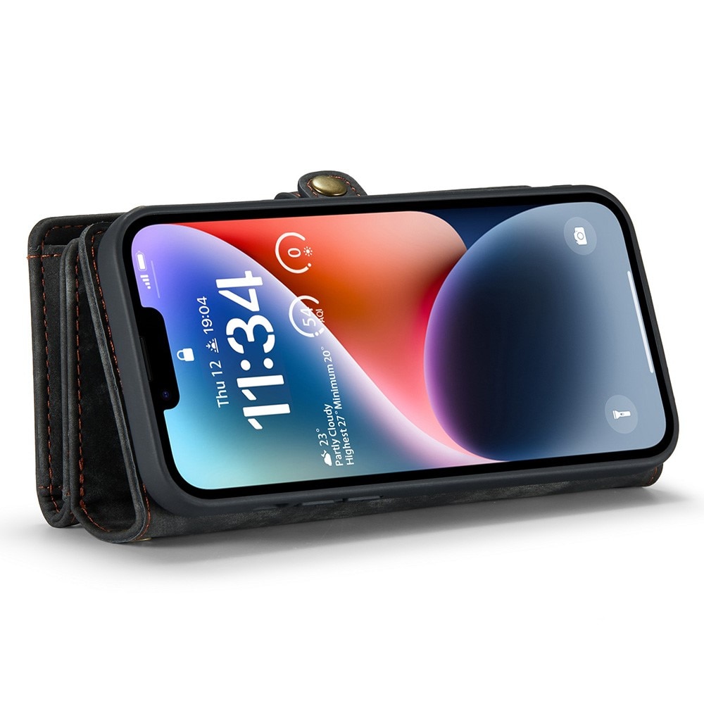 iPhone 15 Pro Max Rymligt plånboksfodral med många kortfack, grå