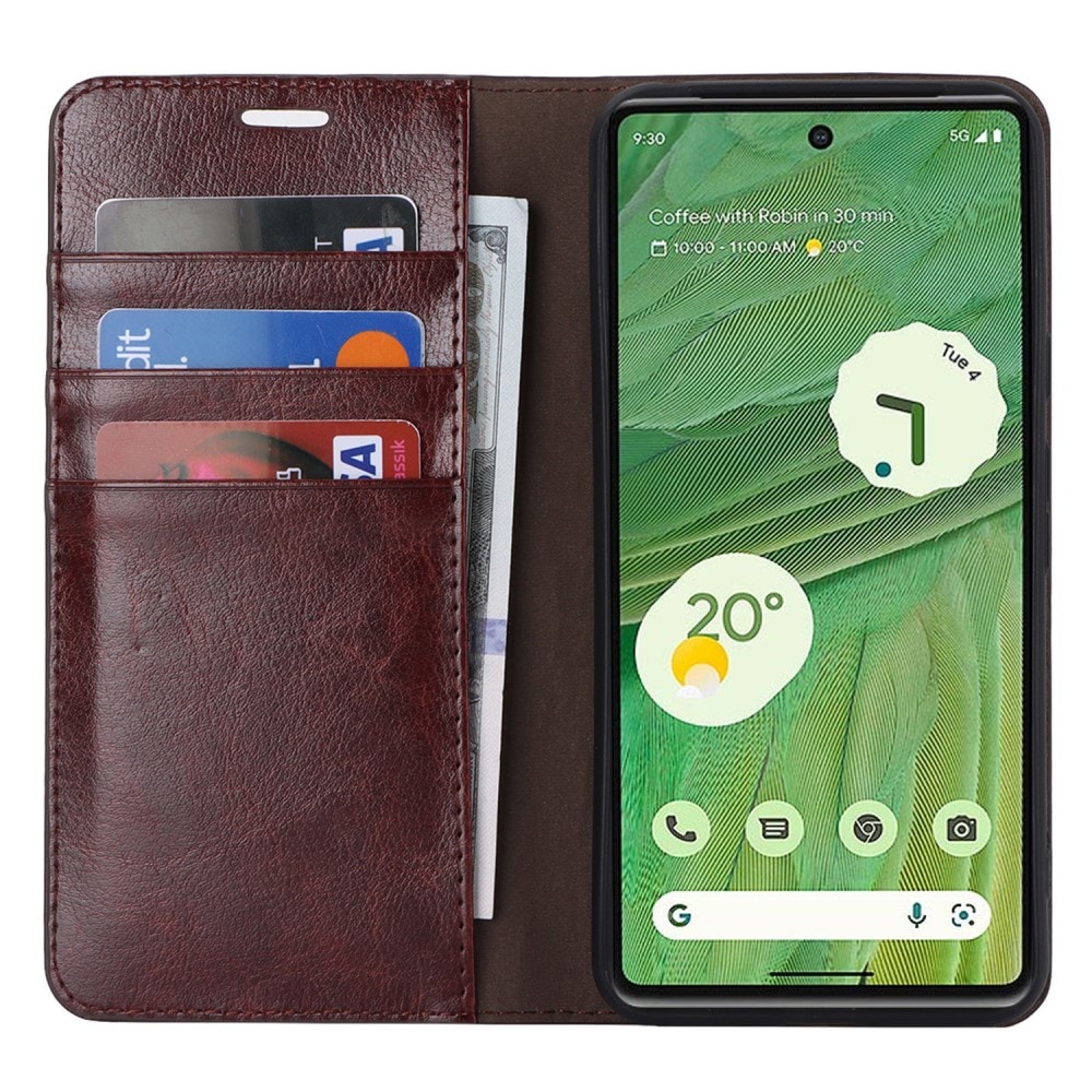 Google Pixel 8 Pro Smidigt mobilfodral i äkta läder, mörkbrun