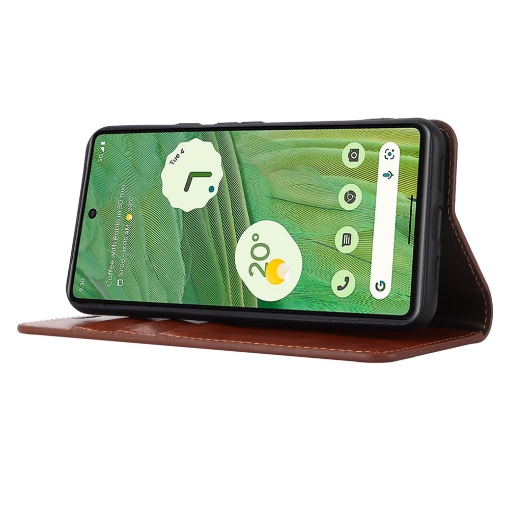 Google Pixel 8 Pro Smidigt mobilfodral i äkta läder, brun