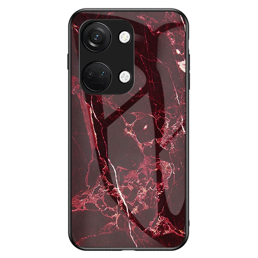 OnePlus Nord 3 Mobilskal med baksida av glas, röd marmor