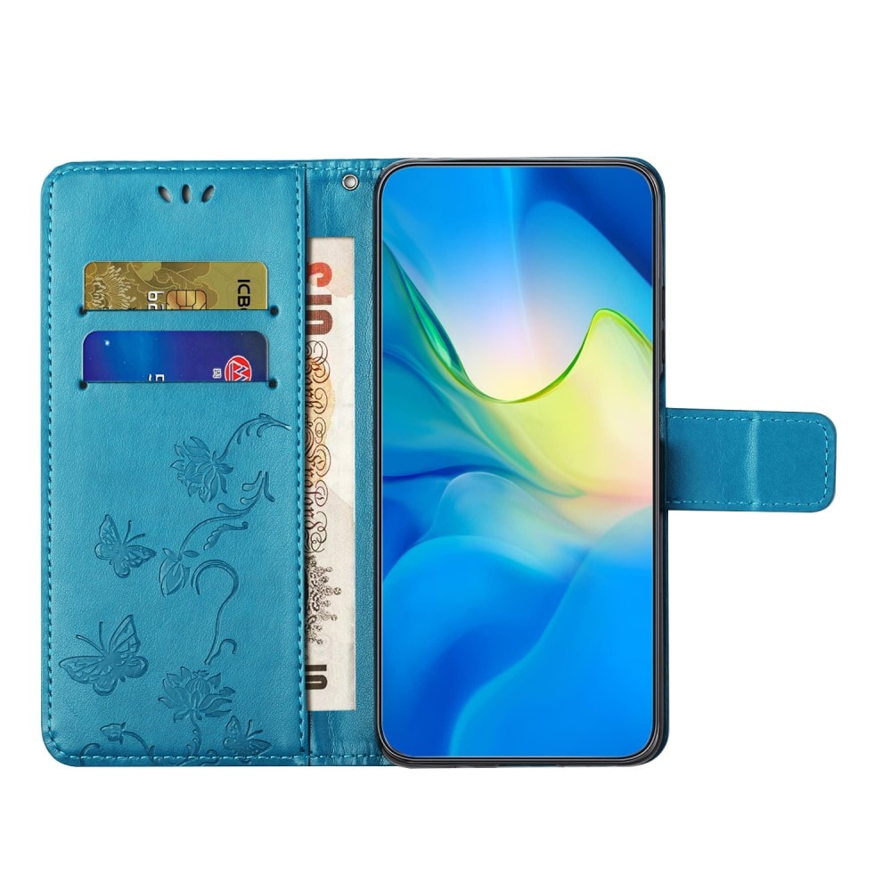 Motorola Moto G14 Mobilfodral med fjärilar, Blå
