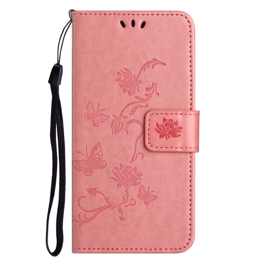 Motorola Moto G14 Mobilfodral med fjärilar, Rosa