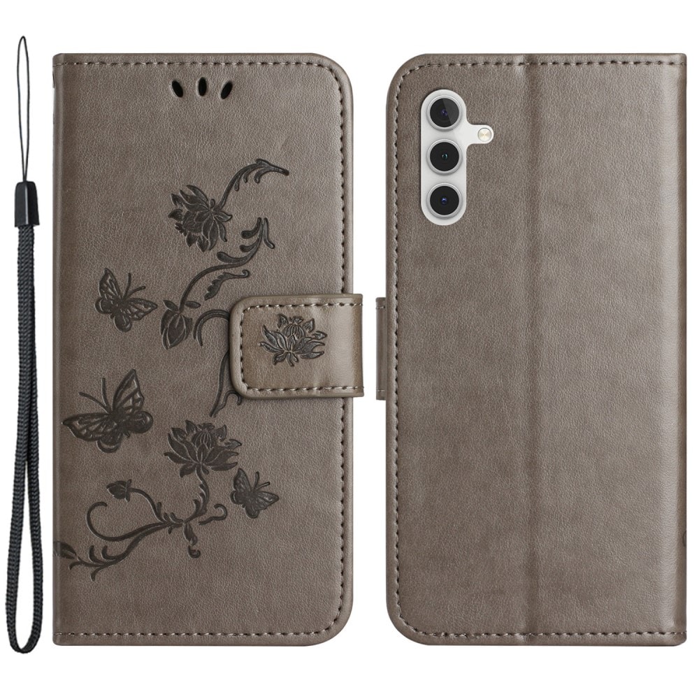 Samsung Galaxy A05s Mobilfodral med fjärilar, Grå