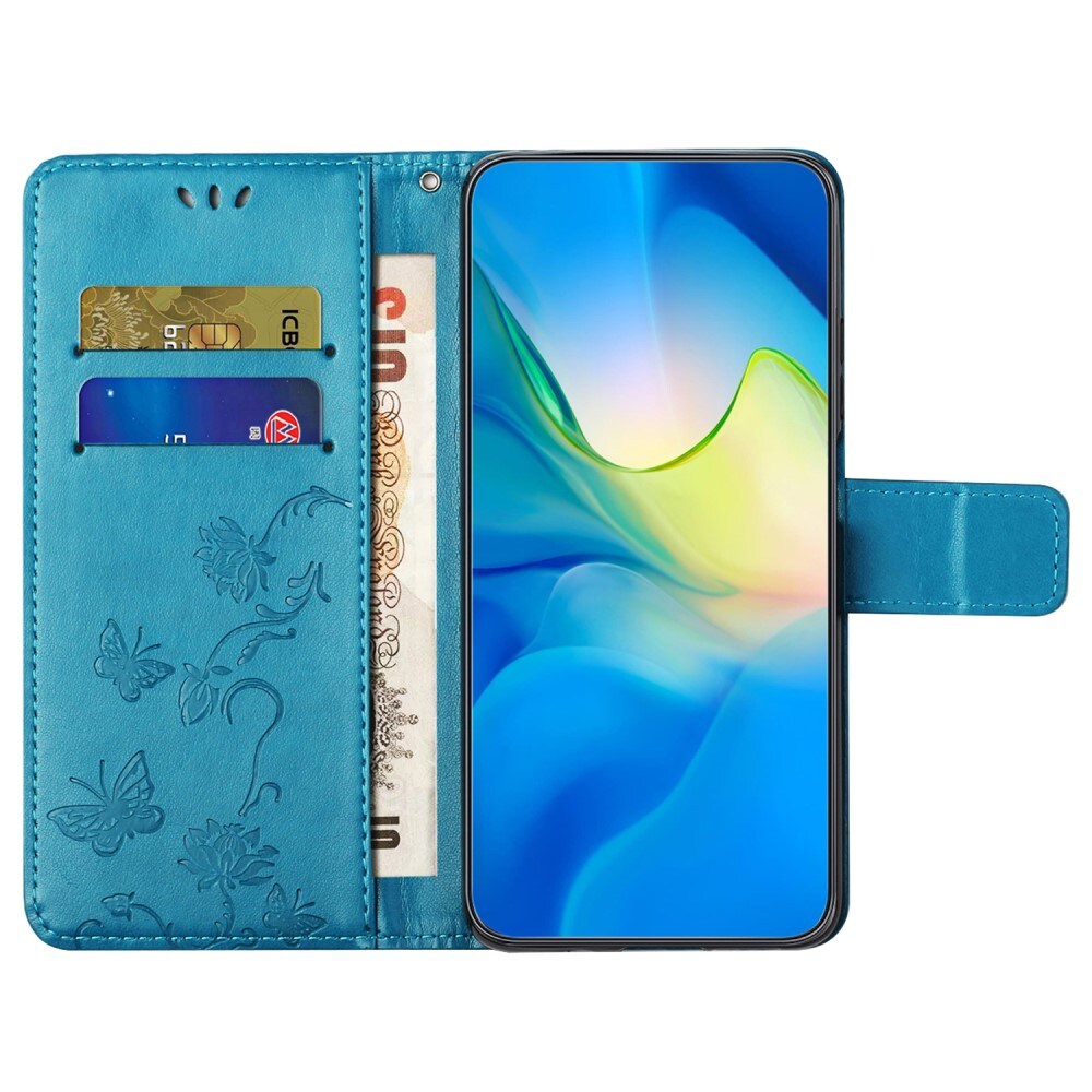 Motorola Moto G54 Mobilfodral med fjärilar, Blå