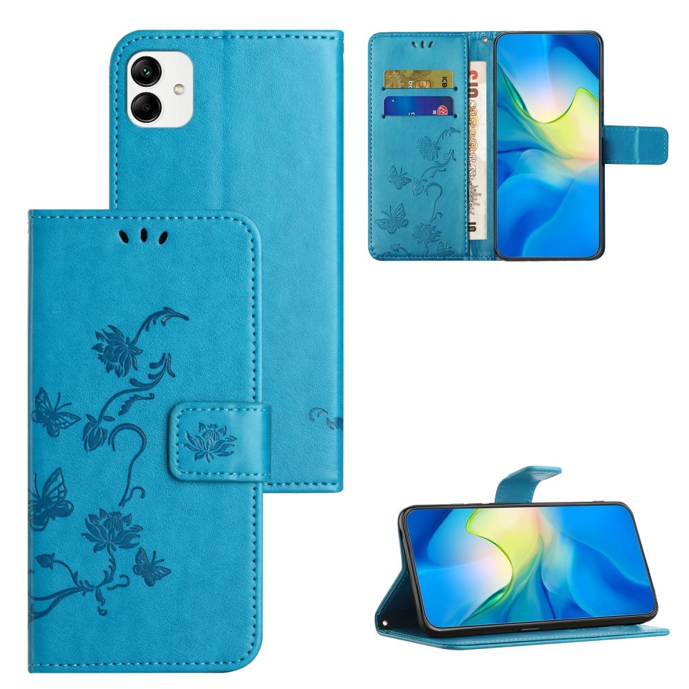 Motorola Moto G54 Mobilfodral med fjärilar, blå
