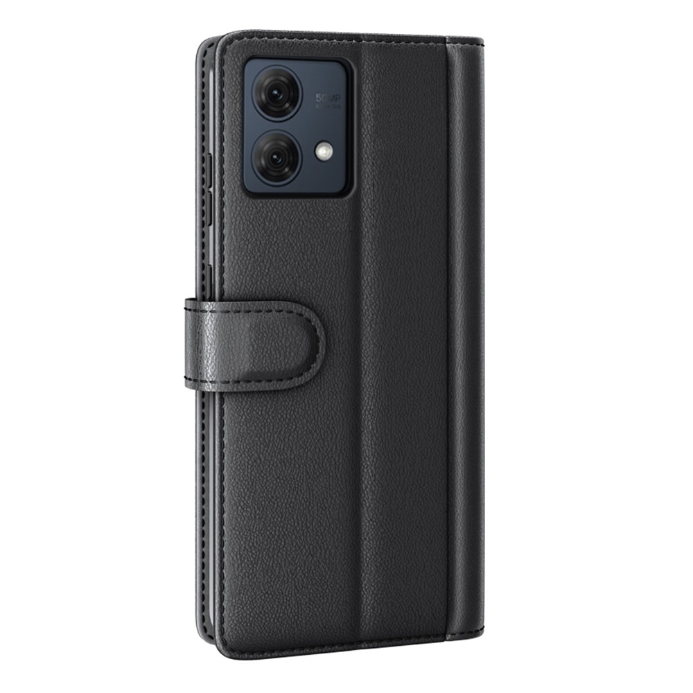 Motorola Moto G84 Plånboksfodral i Äkta Läder, svart