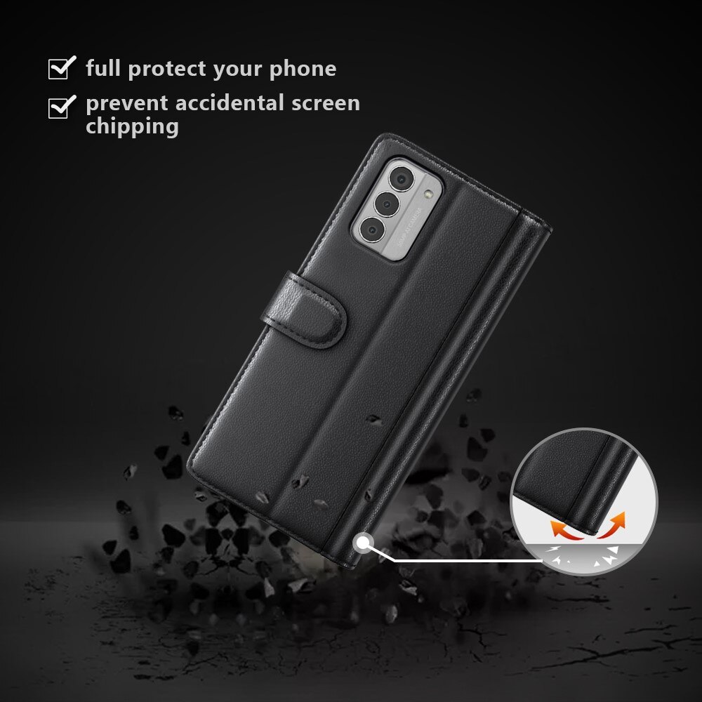 Nokia G42 Plånboksfodral i Äkta Läder, svart