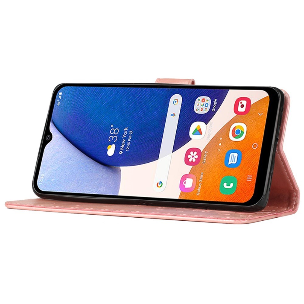 Samsung Galaxy A15 rosa Mobilfodral med fjärilar, guld