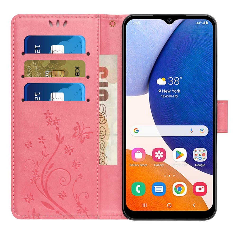 Samsung Galaxy A15 Mobilfodral med fjärilar, Rosa