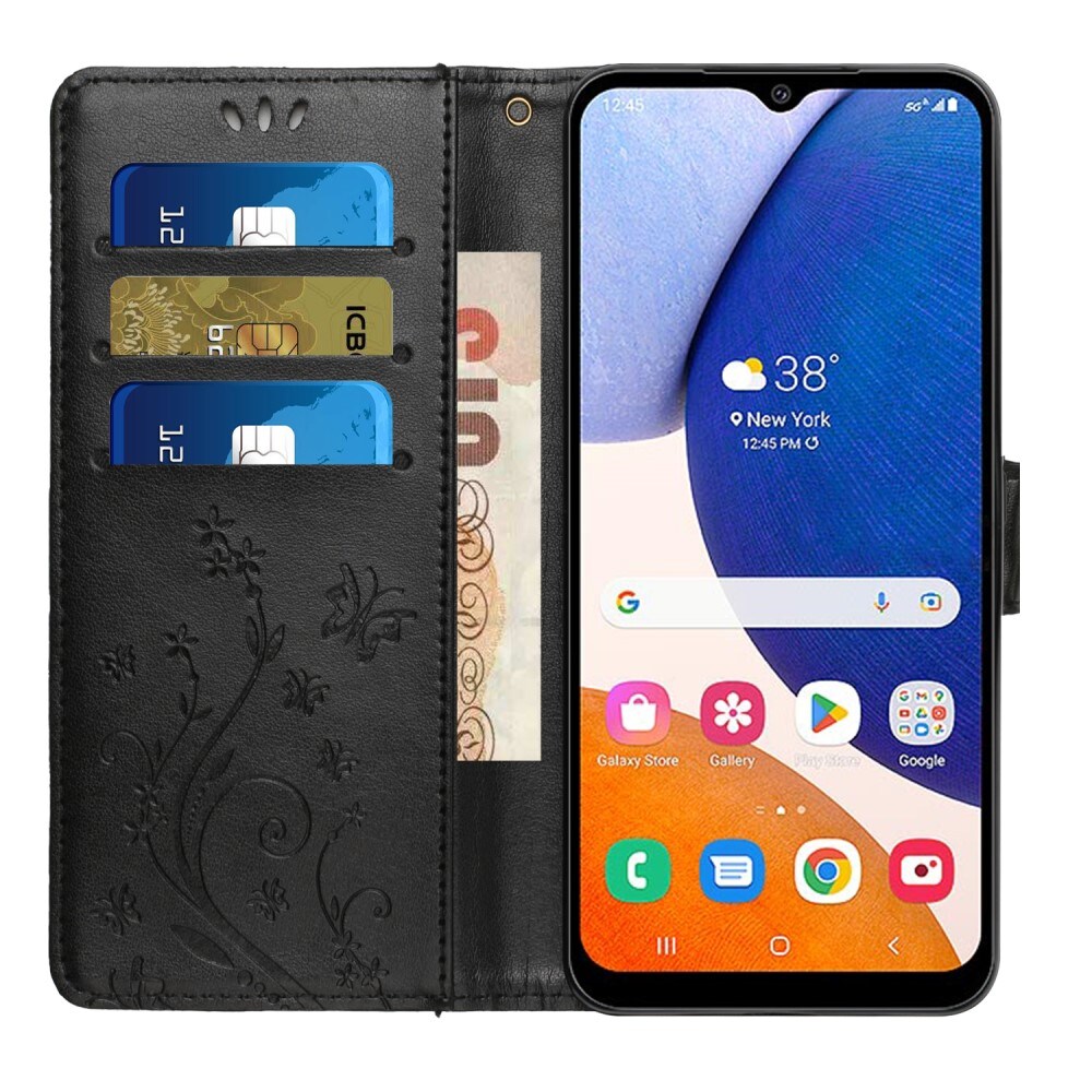 Samsung Galaxy A15 Mobilfodral med fjärilar, Svart