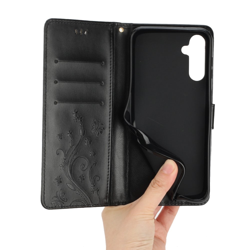 Samsung Galaxy A15 Mobilfodral med fjärilar, Svart