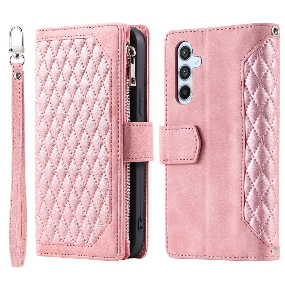 Samsung Galaxy S24 Quiltad plånboksväska, rosa