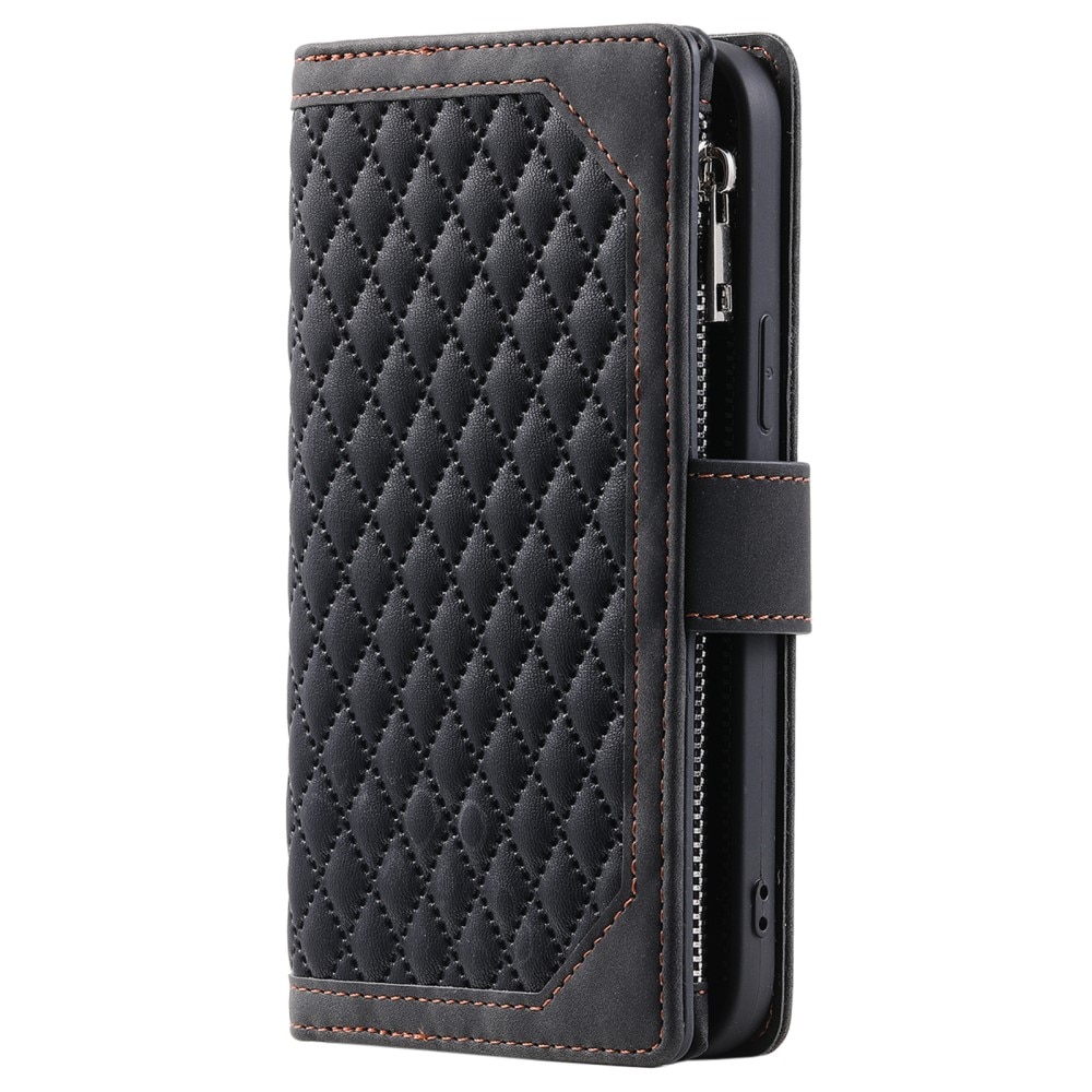 Samsung Galaxy S24 Ultra Quiltad plånboksväska, svart