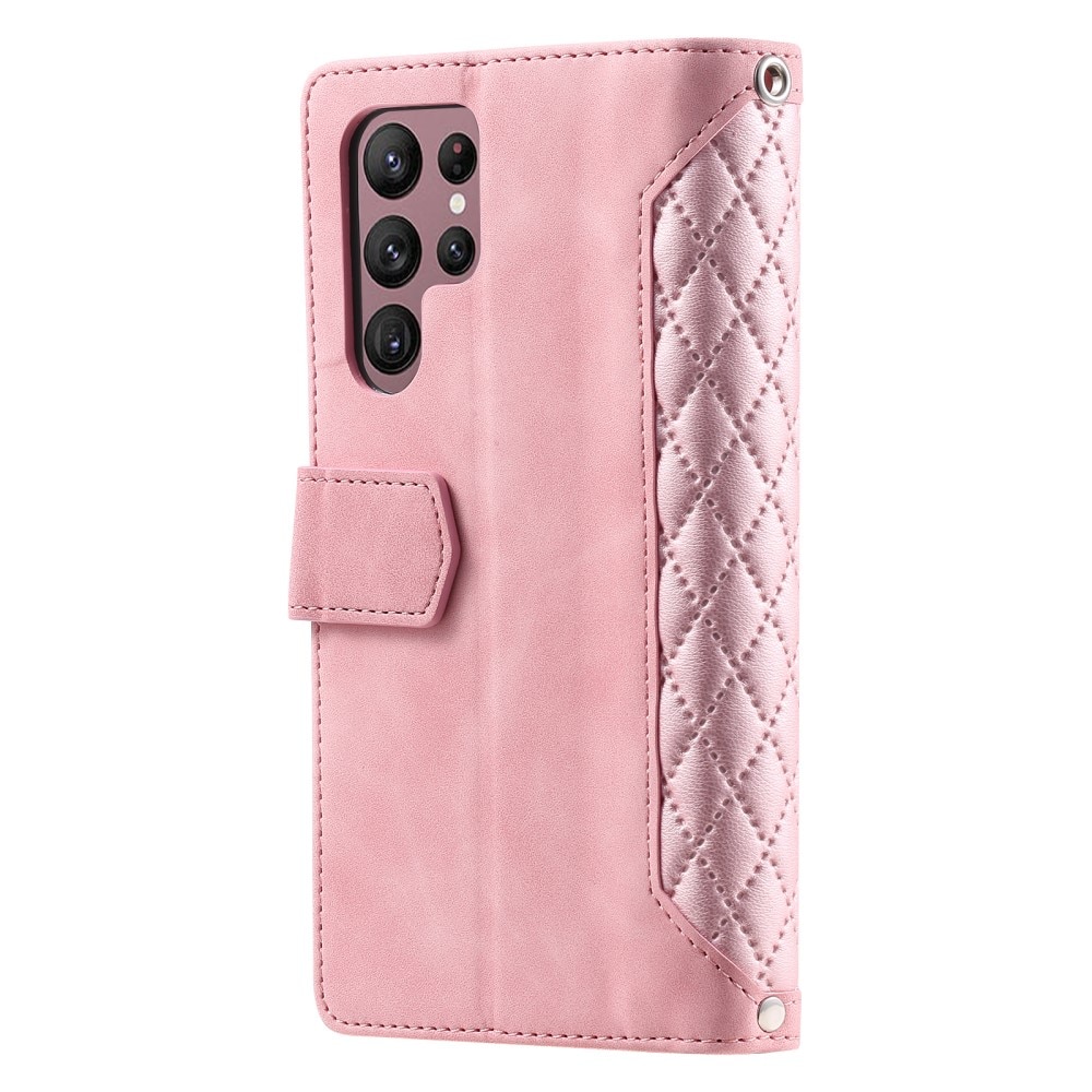 Samsung Galaxy S24 Ultra Quiltad plånboksväska, rosa