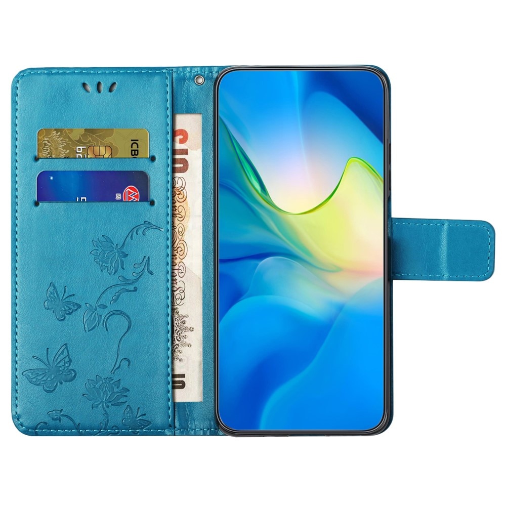 Samsung Galaxy S24 Mobilfodral med fjärilar, blå