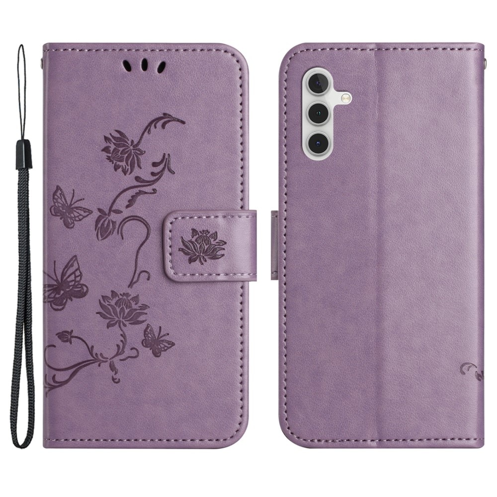 Samsung Galaxy S24 Mobilfodral med fjärilar, lila