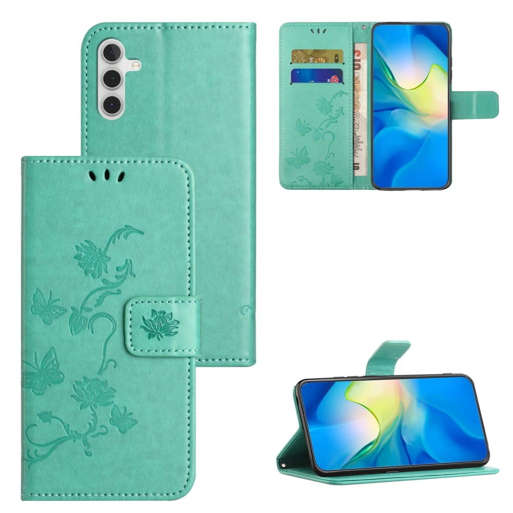 Samsung Galaxy S24 Mobilfodral med fjärilar, grön