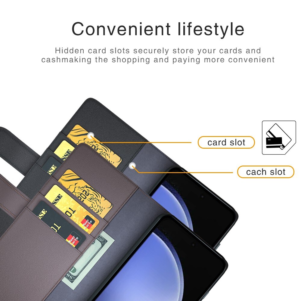 Samsung Galaxy S23 FE Plånboksfodral i Äkta Läder, brun