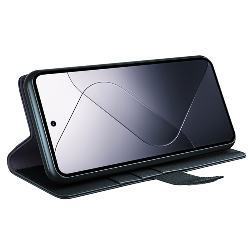 Xiaomi 14 Plånboksfodral i Äkta Läder, Svart
