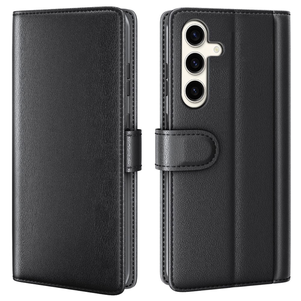 Samsung Galaxy S24 Plus Plånboksfodral i Äkta Läder, svart