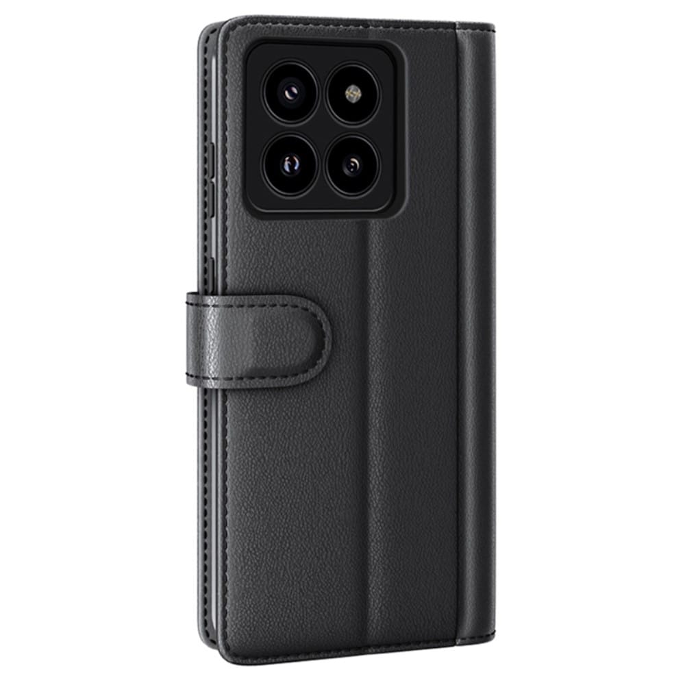 Xiaomi 14 Pro Plånboksfodral i Äkta Läder, Svart