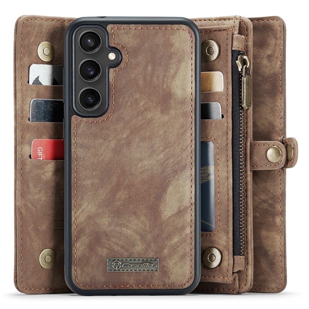 Samsung Galaxy S23 FE Rymligt plånboksfodral med många kortfack, brun