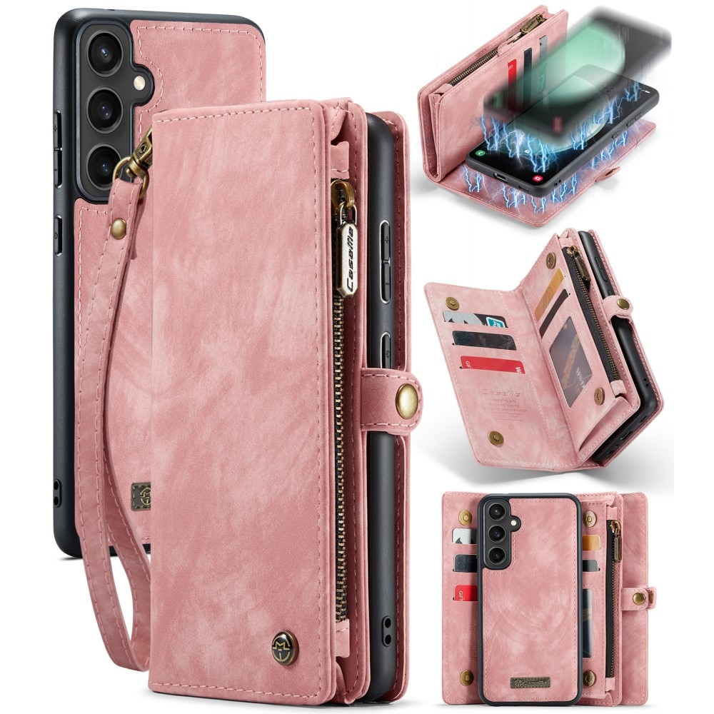 Samsung Galaxy S23 FE Rymligt plånboksfodral med många kortfack, rosa