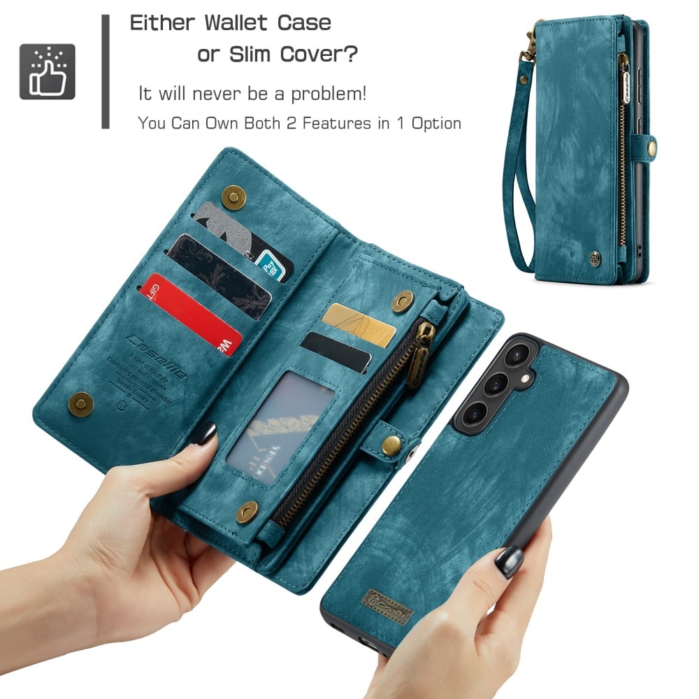 Samsung Galaxy S23 FE Rymligt plånboksfodral med många kortfack, blå