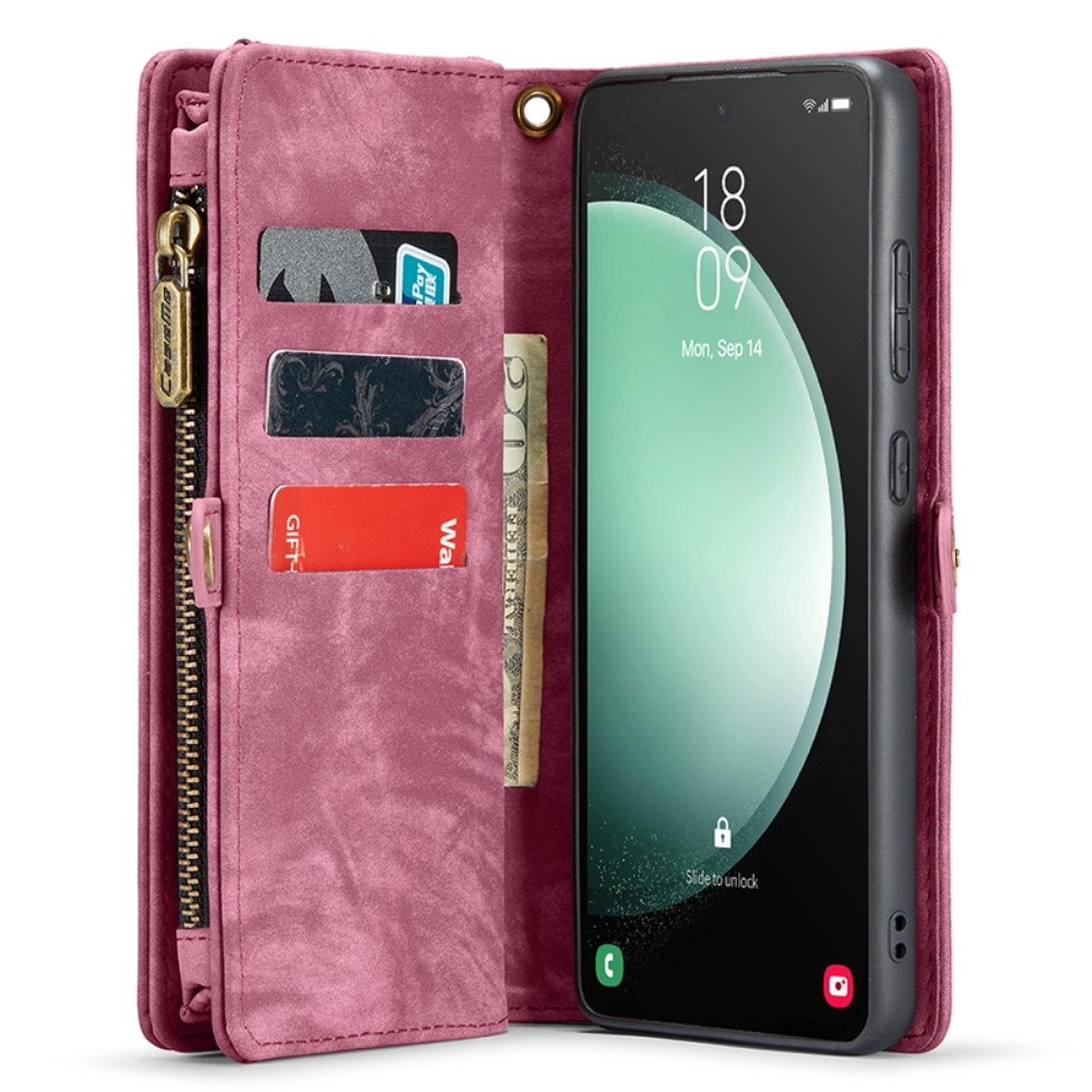 Samsung Galaxy S23 FE Rymligt plånboksfodral med många kortfack, röd