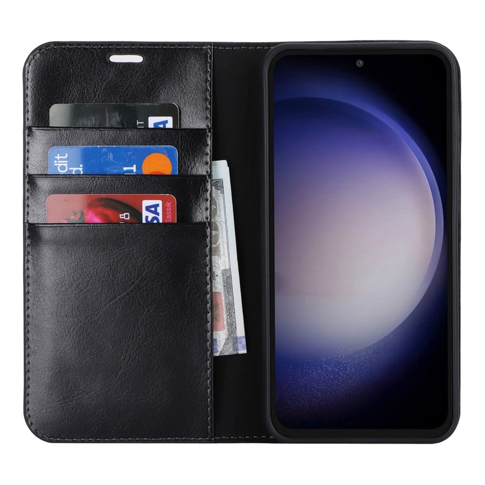 Samsung Galaxy S23 FE Smidigt mobilfodral i äkta läder, Svart